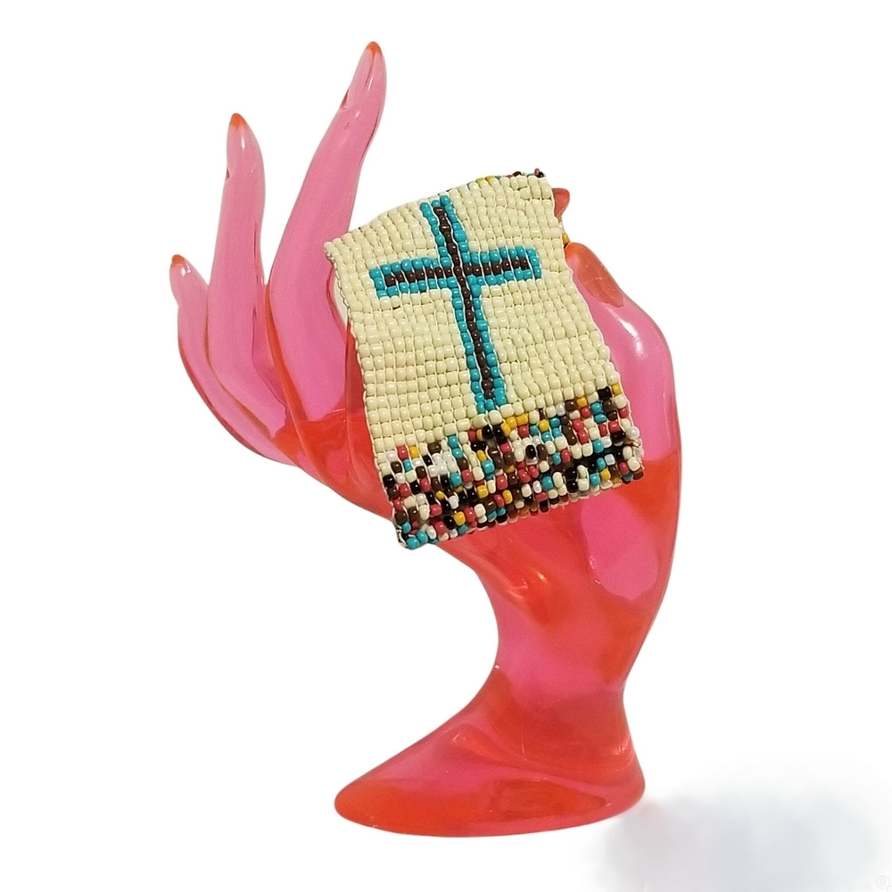 True Cross Stretch Multi Colored Seed Beads Lightweight Bracelet Faith-Inspired